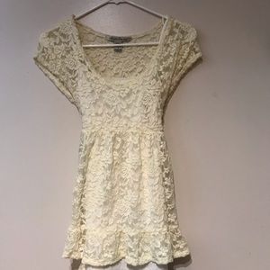Cream lace American Rag dress with slip